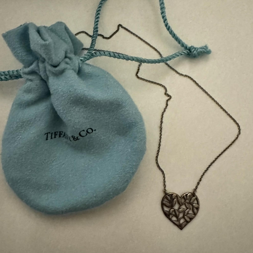 Tiffany & Co. Silver Heart Leaf Necklace